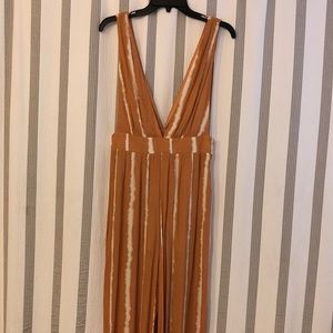 Salmon and Ivory Plunge Jumpsuit